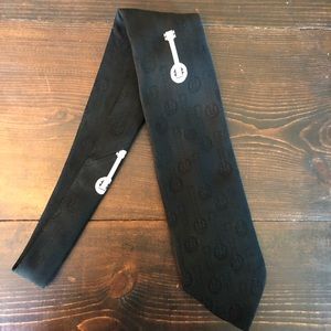 Vintage Banjo Black White Neck Tie